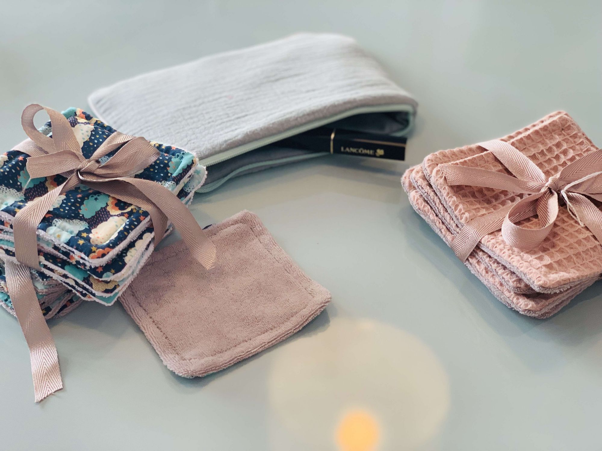 Individuelle Abshmink-pads nähen in der Nähschule in München.